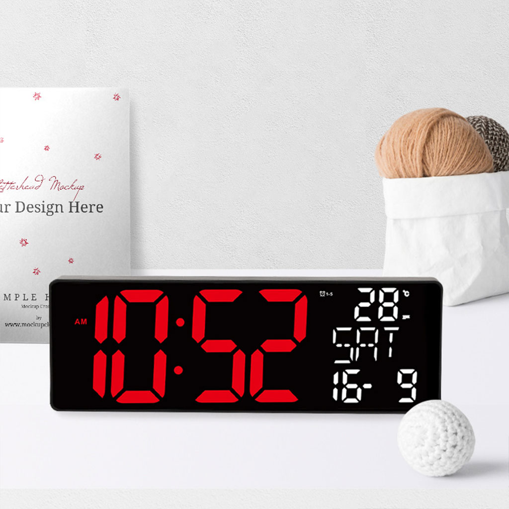 Horloge Numérique Murale LED à Éclairage Inférieur – ساعة رقمية للحائط و المكتب بإضاءة سفلية 7