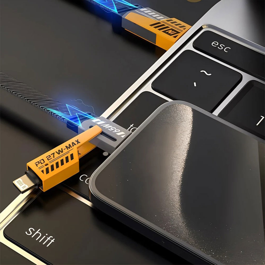 Câble de charge multifonction en nylon tressé durable 4 en 1 à double tête - شاحن سريع ومتين متعدد المنافذ 6