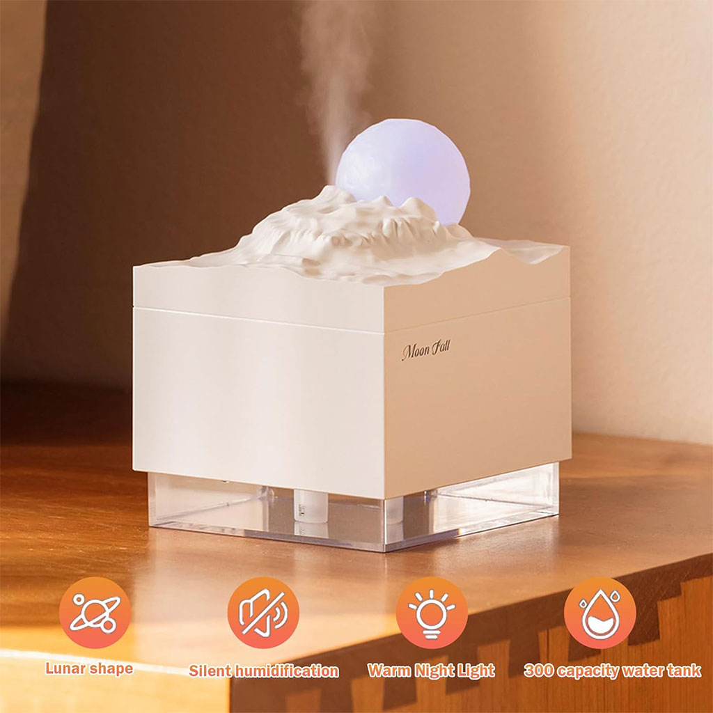 Humidificateur Cube 300 ml avec Veilleuse de Lune Colorée - معطر جو في الغرفة 4