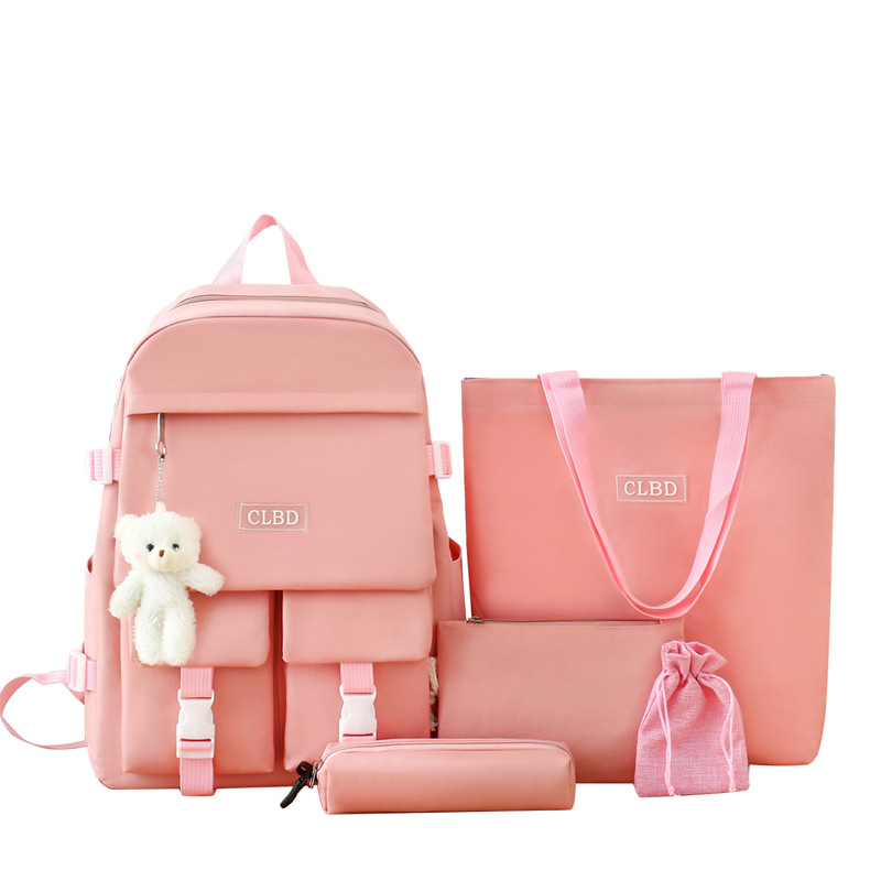Ensemble de sacs d’école Kawai pour adolescents 5Pcs CLBD V2 Rose – محفظة 5 قطع كاواي وردي 5