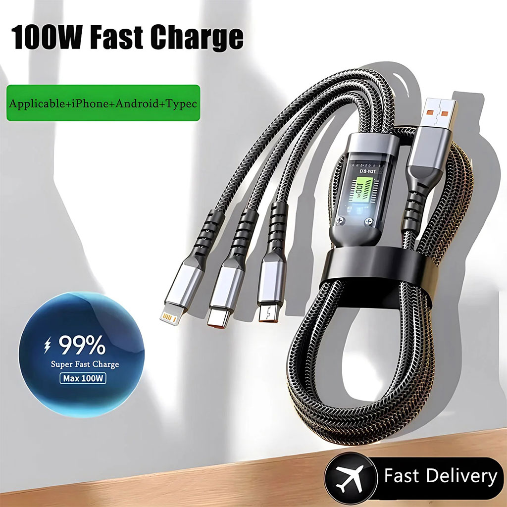 Câble USB 3en1 100W Charge rapide pour tout Type de Smartphone - كابل شحن سريع 6
