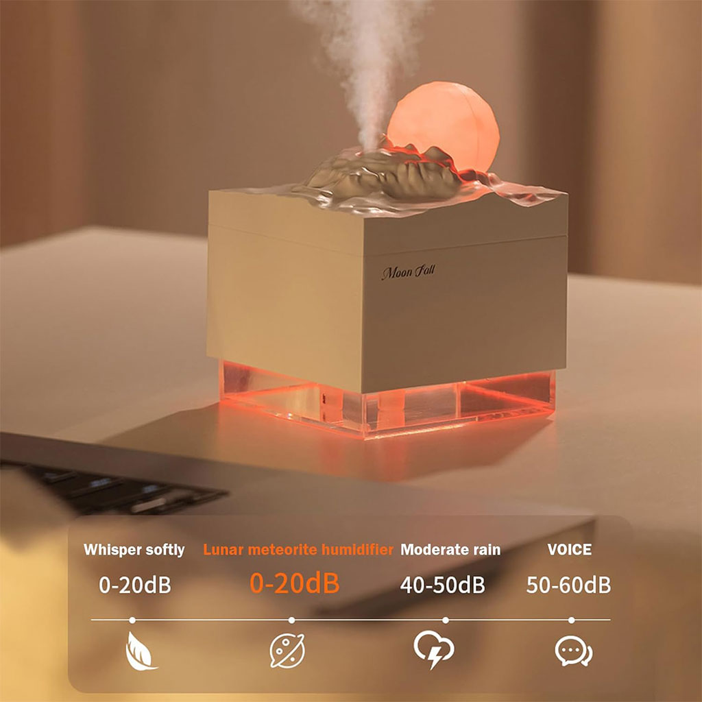Humidificateur Cube 300 ml avec Veilleuse de Lune Colorée - معطر جو في الغرفة 5