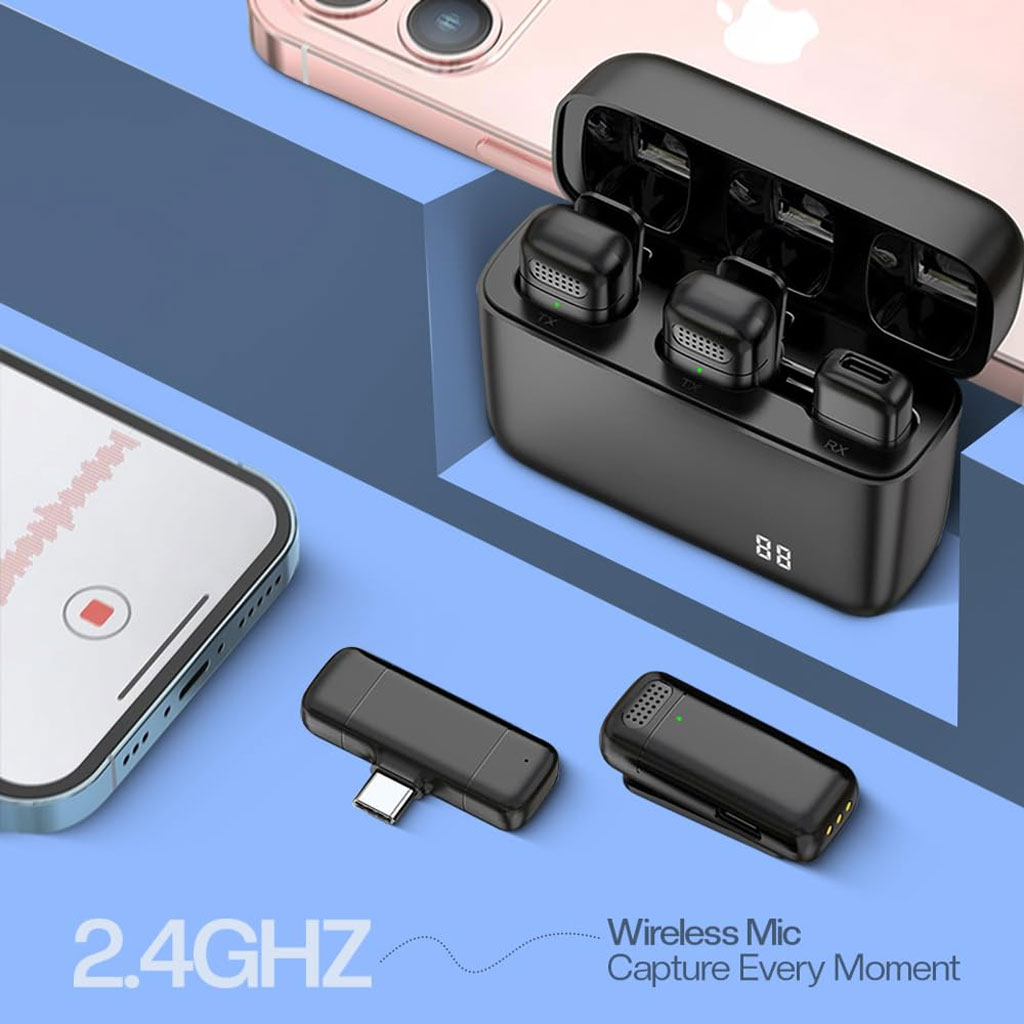 Double Microphone sans Fil pour Iphone et Android avec Étui de Charge - ميكروفون إحترافي مزدوج 3