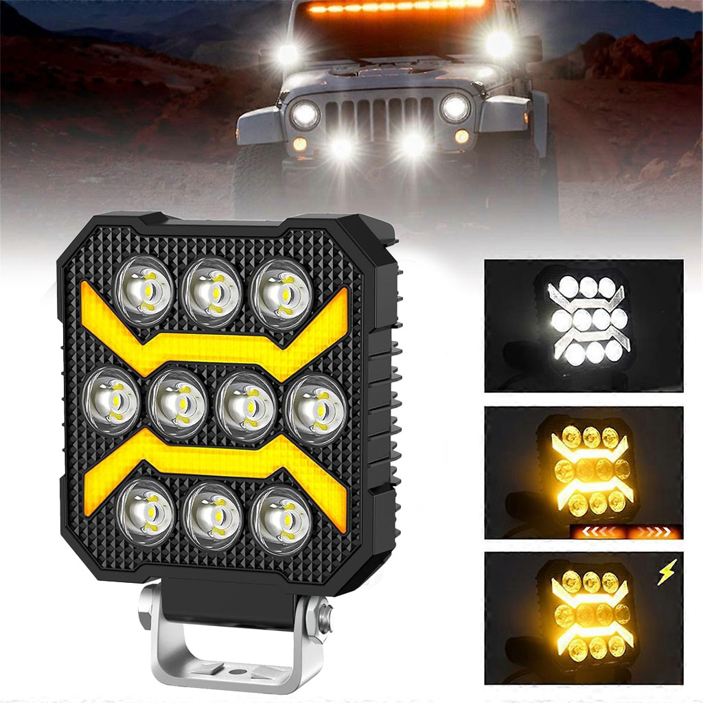 Phare LED Anti-brouillard 1PCS avec 5 Modes d'éclairage 12V-24V IP68 étanche - مصباح عالي السطوع للسيارات والدراجات النارية 1