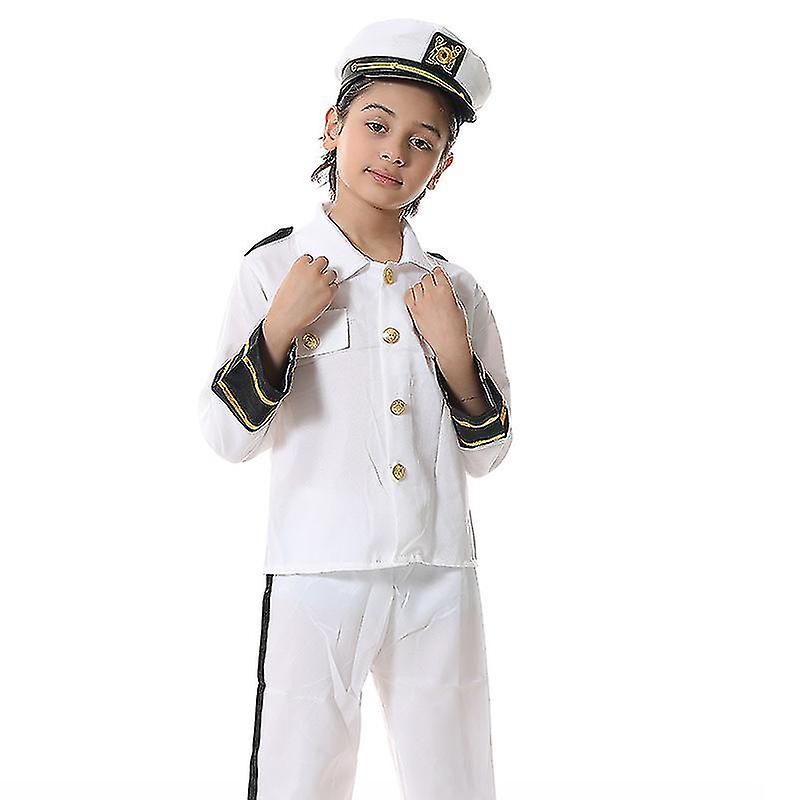 Costume Capitan Marine pour Enfant 5-7 ans Chemise, Pantalon, Chapeau, 3