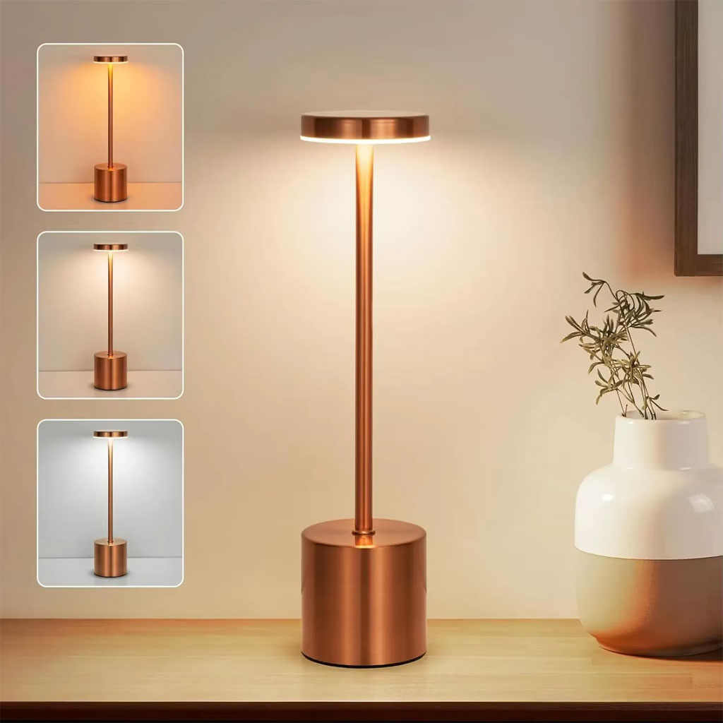 Lampe de table LED tactile rechargeable 3 couleurs design classique - مصباح ديكور بعدة درجات ضوئية 1