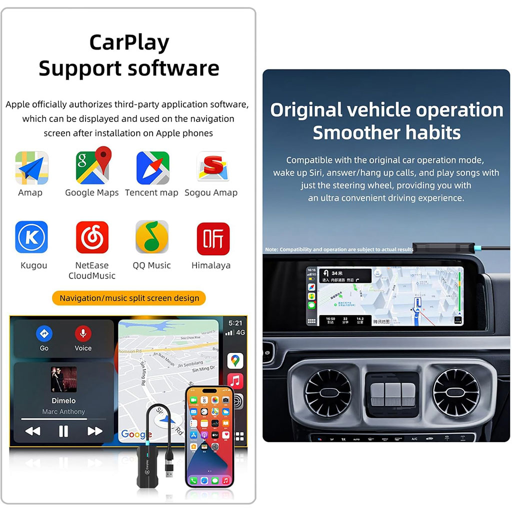 Adaptateur USB CarPlay Sans Fil pour Voitures - جهاز ميديا ذكي للسيارات 5