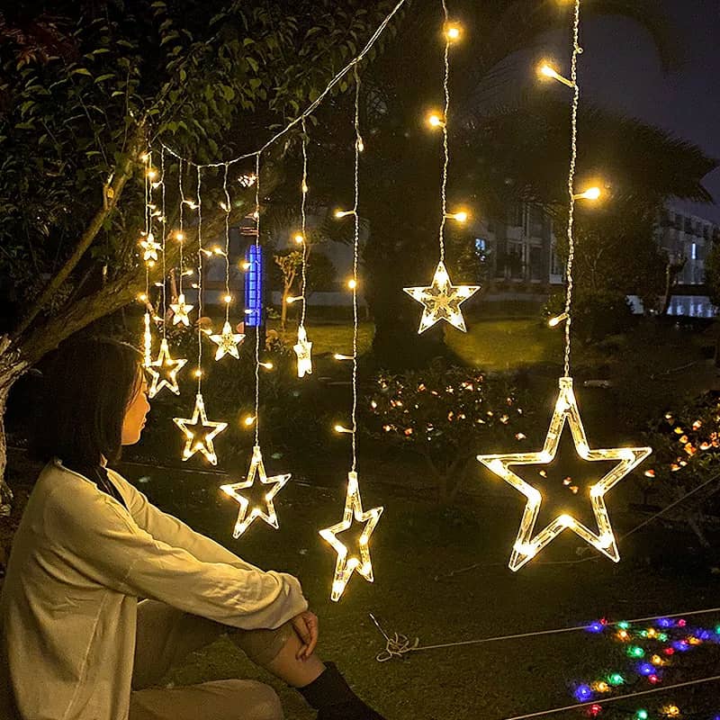 Guirlande lumineuse rideau à LED en forme d'étoiles V1 - أضواء سلسلة ستائر على شكل نجمة 4
