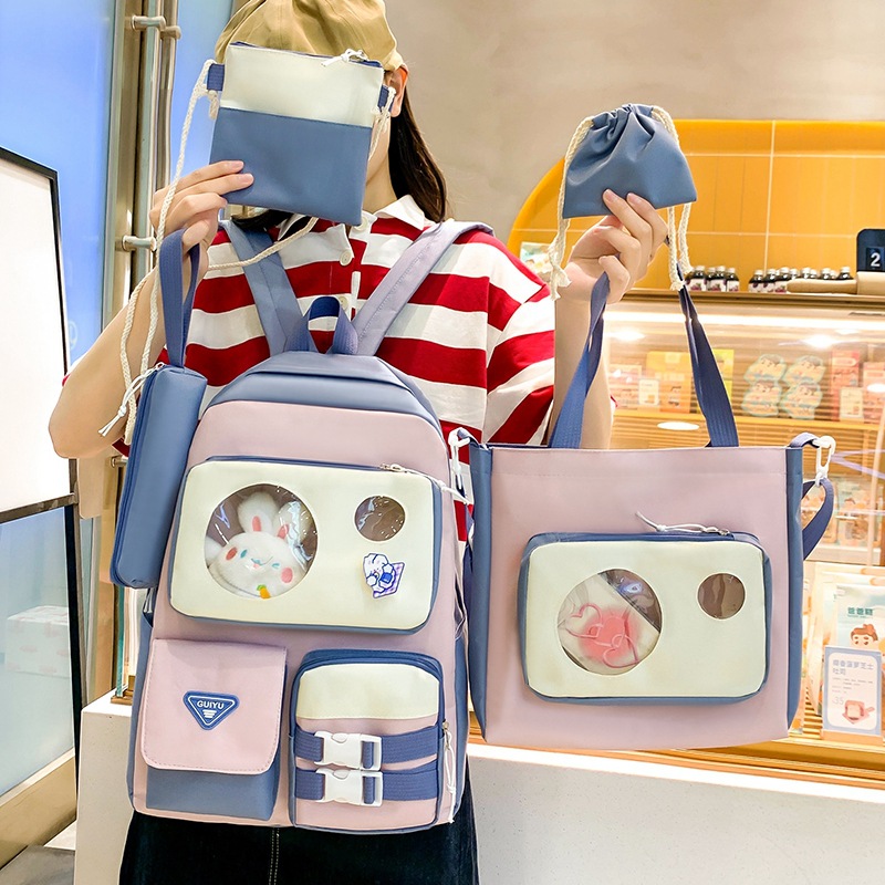 Ensemble de sacs d’école Kawai pour adolescents 5Pcs Guiyu V2 Bleu – محفظة 5 قطع كاواي أزرق 3