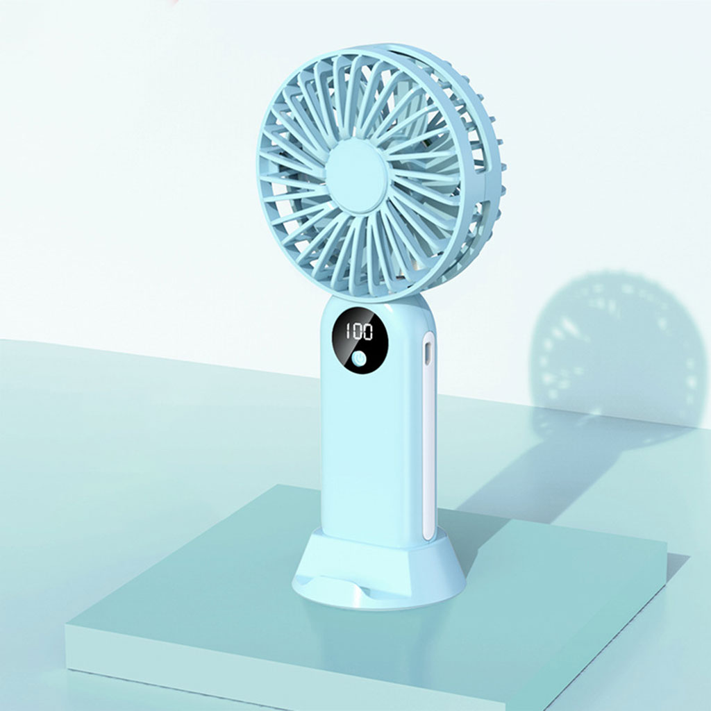 Mini ventilateur portable avec batterie 2400 mAh, léger, 3 vitesses, base mobile 2