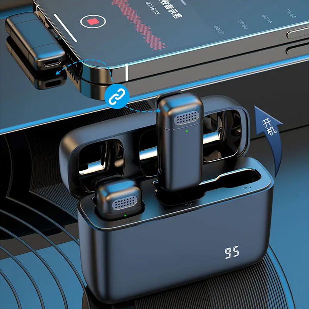 Double Microphone sans Fil pour Iphone et Android avec Étui de Charge - ميكروفون إحترافي مزدوج 2