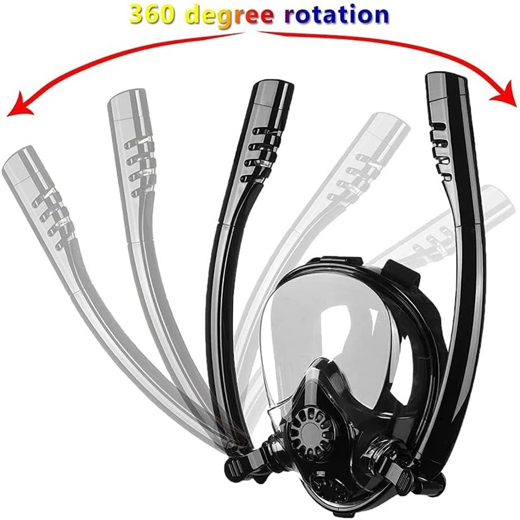 Masque de Plongée Intégral 180 ° Grande vue Anti-buée avec Double Tubes- قناع غوص إحترافي 6