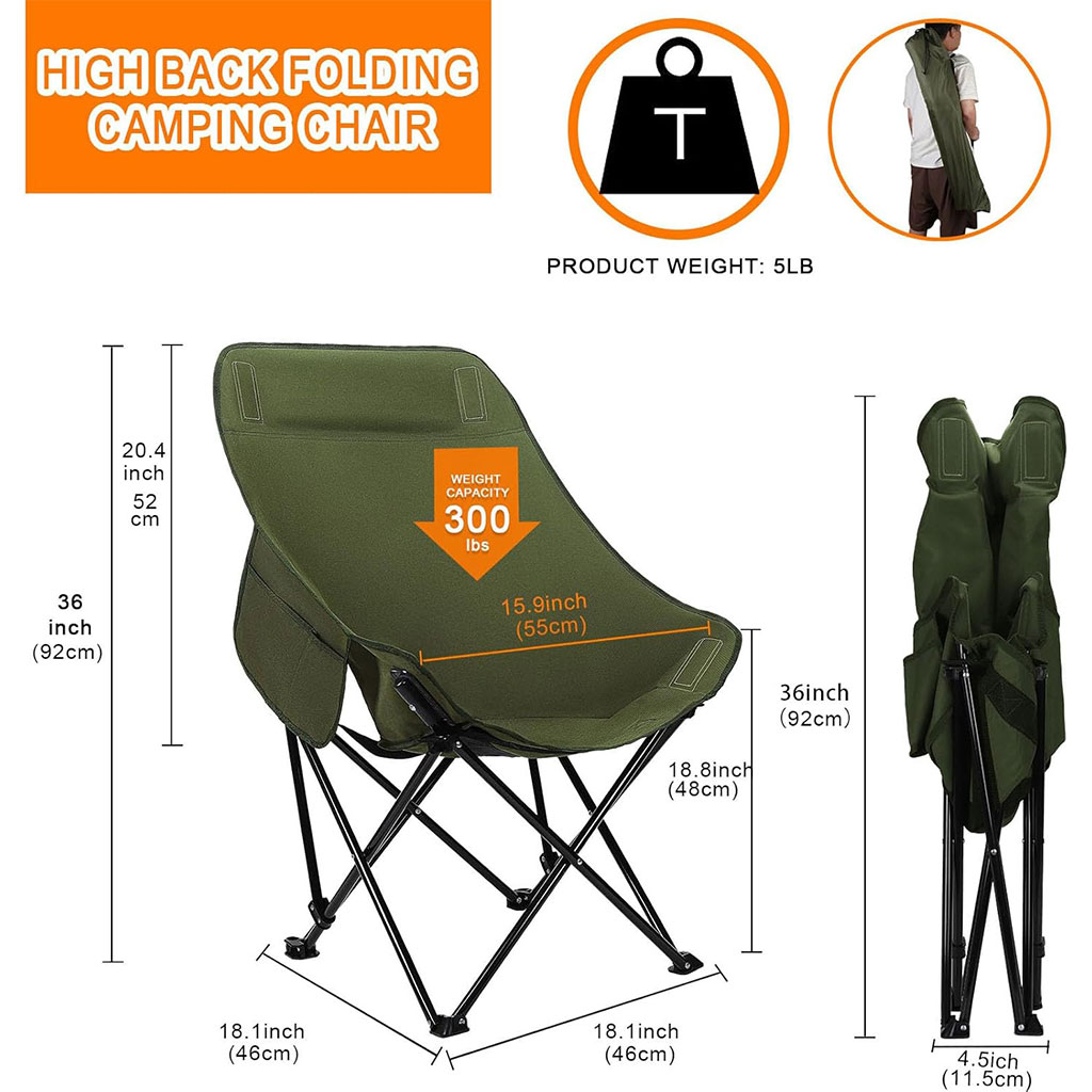 Chaise de Camping Pliante Portable à Haut Dossier - كرسي إسترخاء قابل للطي 2