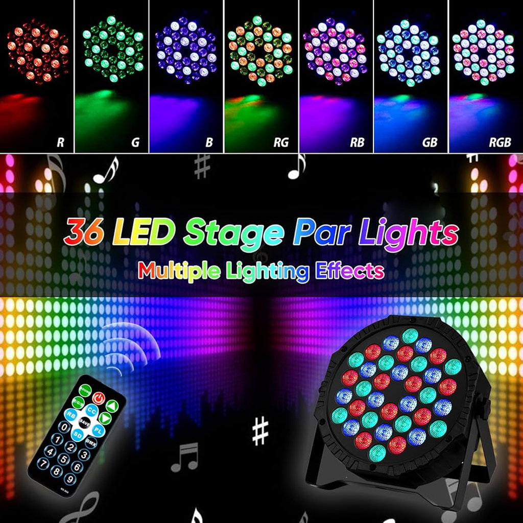 Projecteur Stroboscope LED RVB 36 LED avec Télécommande - جهاز الألعاب الضوئية 3