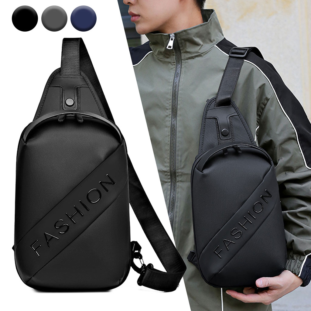 Fashion Black Sac de poitrine décontracté pour hommes avec bandoulière LX068 2