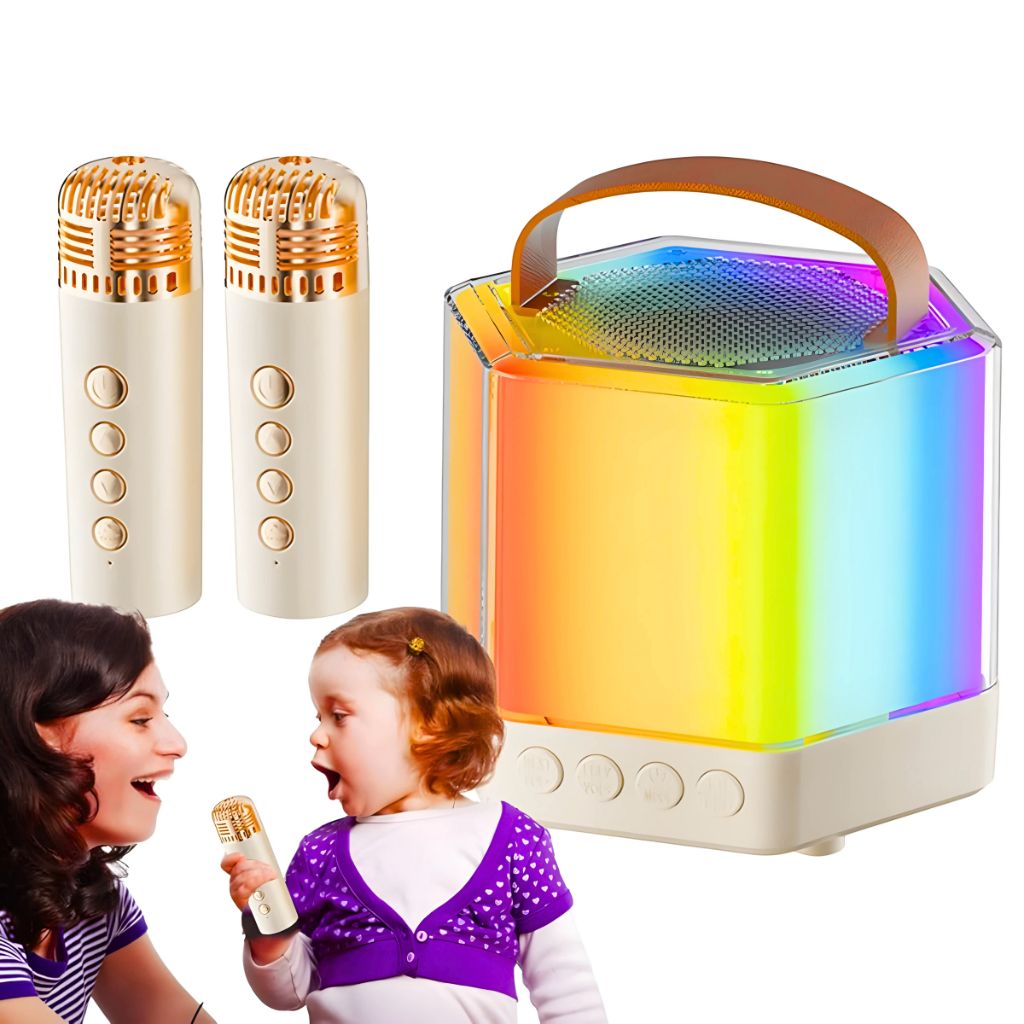 Enceinte Karaoké avec éclairage RVB et microphones sans fil - مكبر صوت كاريوكي 1