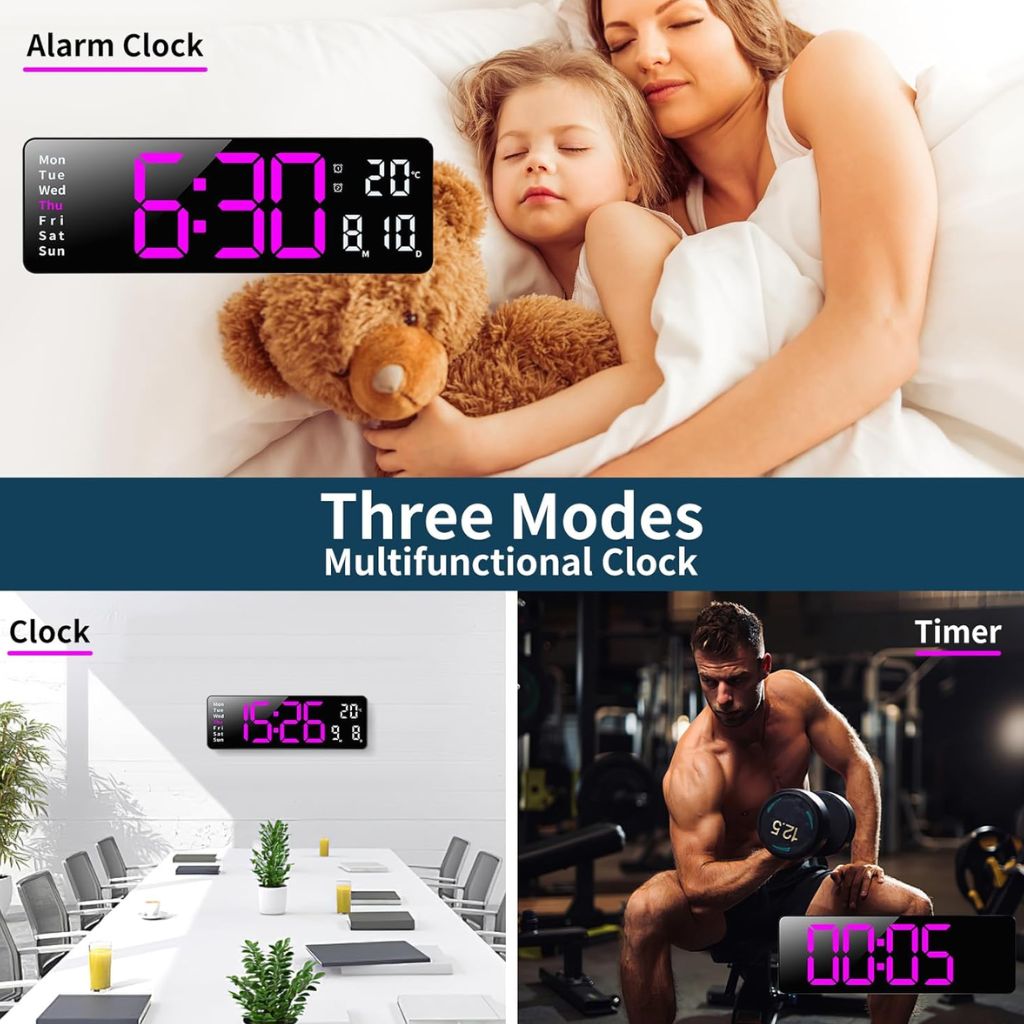 Horloge Numérique LED Murale et Table – ساعة رقمية 5
