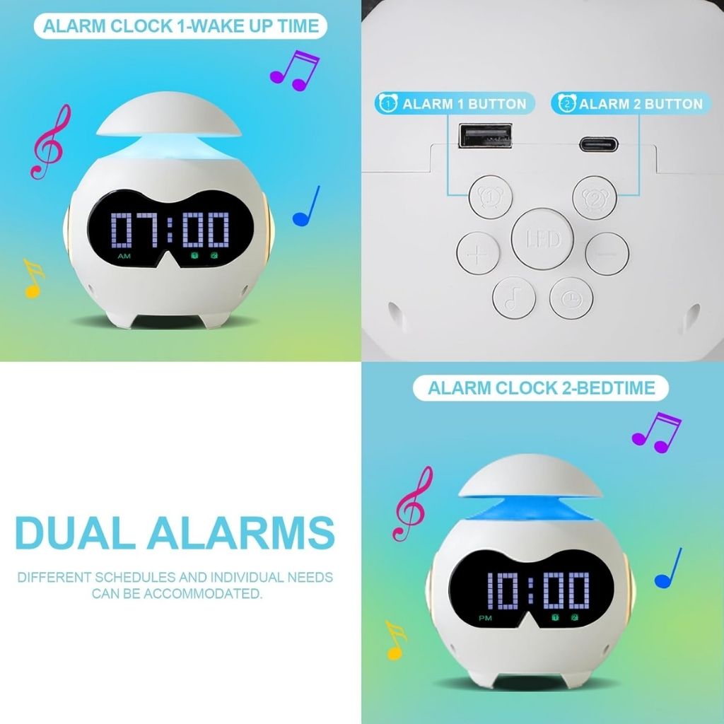 Réveil Émotionnel avec Veilleuse et Haut-Parleur Bluetooth – منبه مع ضوء ليلي ومكبر صوت بلوتوث 7
