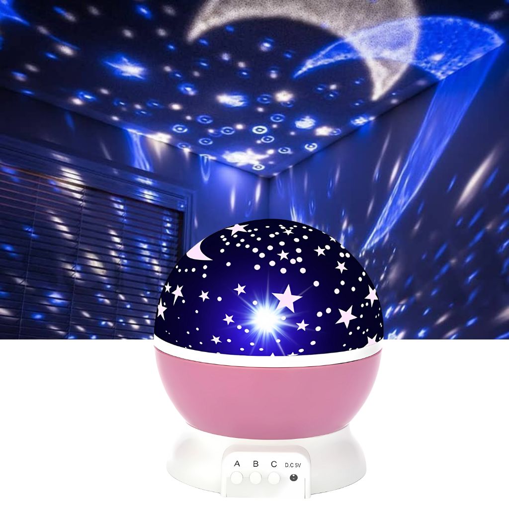 Projecteur LED rotatif produisant l'image d'un ciel étoilé, idéal pour la chambre d'un enfant 2