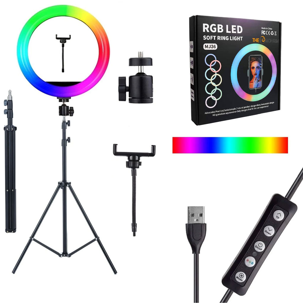 MJ-36 RGB LED Soft Ring Light With Stand-Selfie Light 2