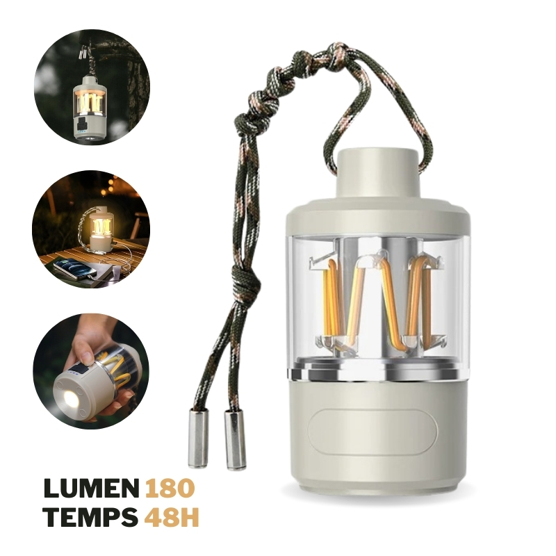 Lanterne Led Portable d'extérieur avec chargement de Type C, Power Bank, lampe de tente, fonction batterie externe 2