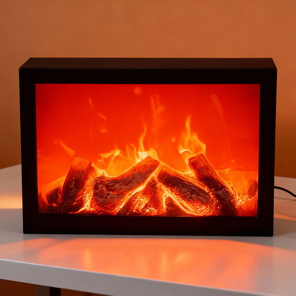 Cheminée LED décorative effet flammes forme rectangulaire V2 4