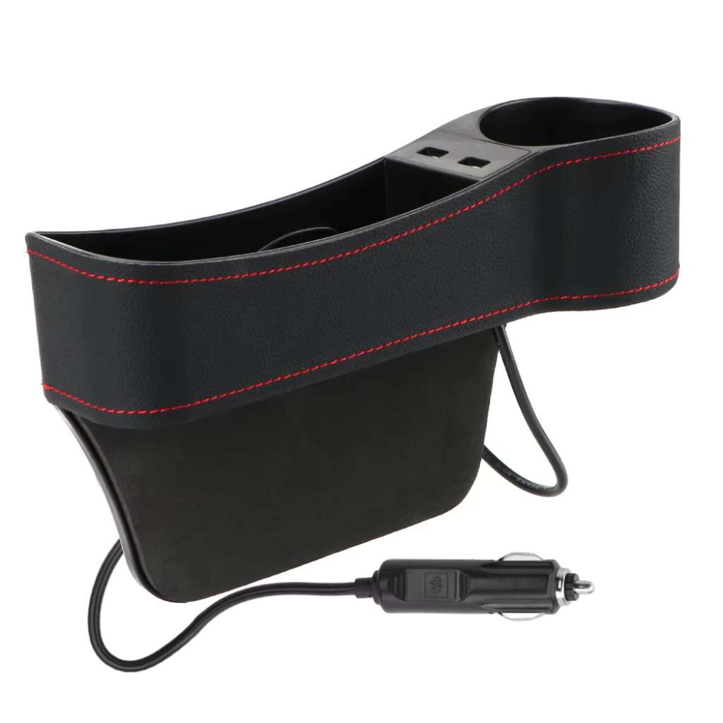 Organisateur Latéral de Console avec Chargeur USB et Porte-Gobelet – منظم جانبي لسيارة مع شاحن USB وحامل أكواب 2