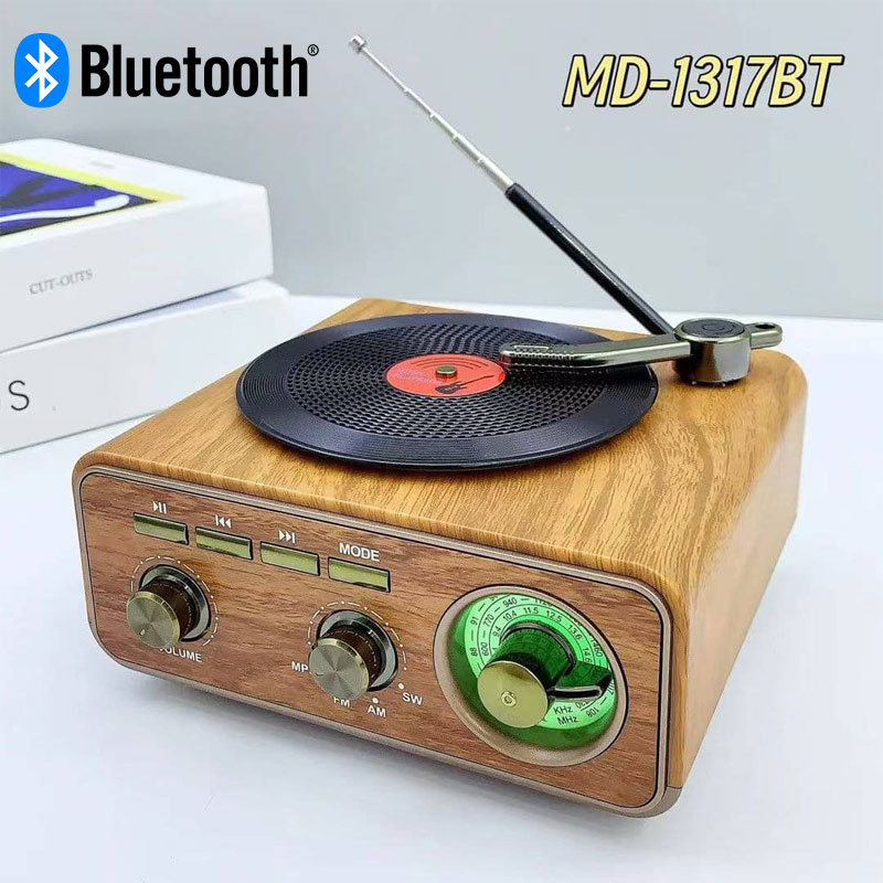 Haut Parleur et Radio tourne-disque vintage Bluetooth Sans Fil - مكبر صوت بلوتوث على شكل راديو 5