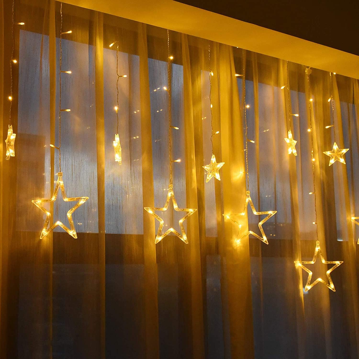 Guirlande lumineuse rideau à LED en forme d'étoiles V1 - أضواء سلسلة ستائر على شكل نجمة 7