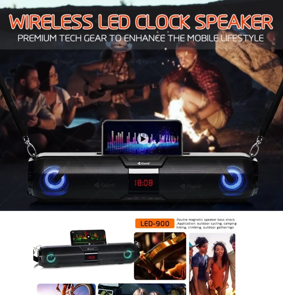 Kisonli Portable Wifi Multimedia Wireless Speaker led-900 4