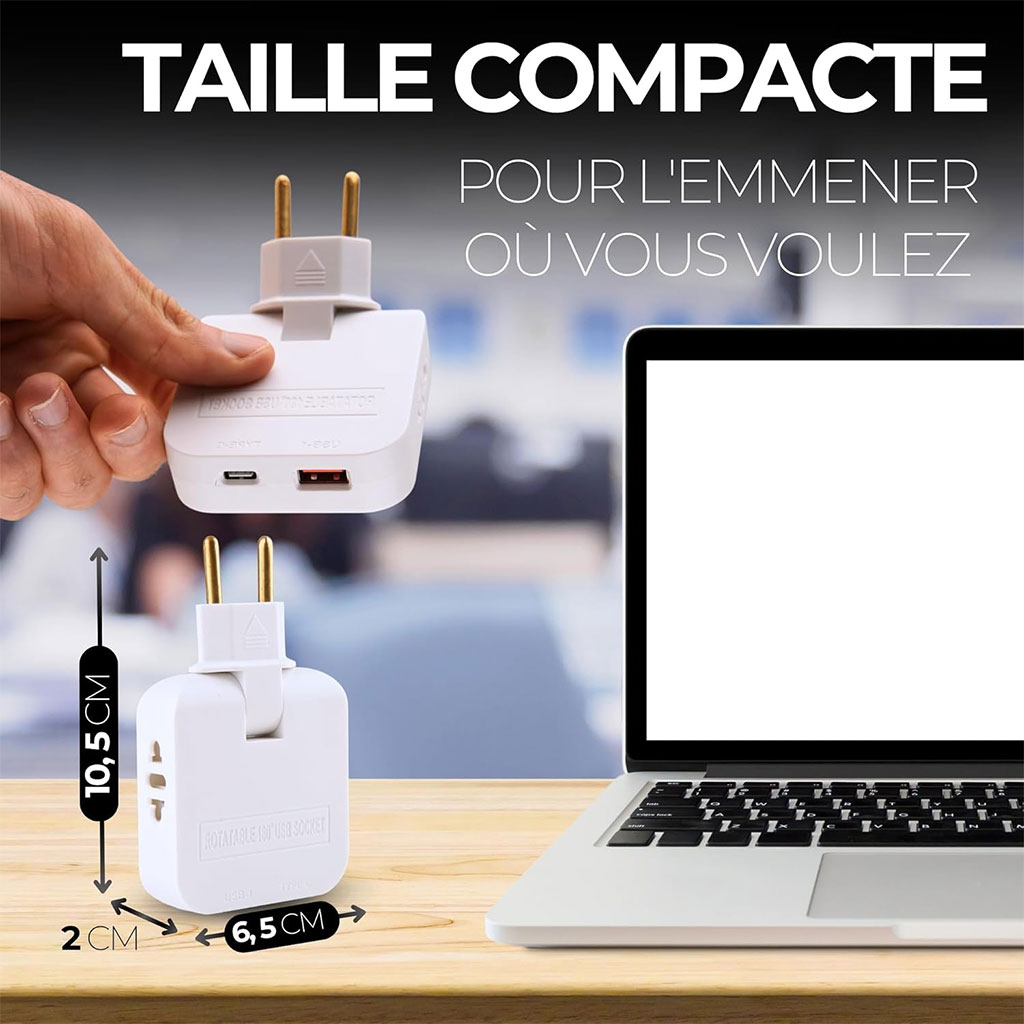 Pack 2 Multiprise Murale Plate Derrière Meuble avec USB - مقبس طاقة 2