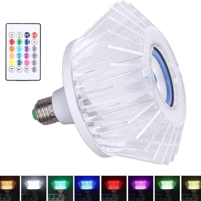 Ampoule musicale LED haut-parleur intégré Crystal Avec Bluetooth et télécommande 24W 3