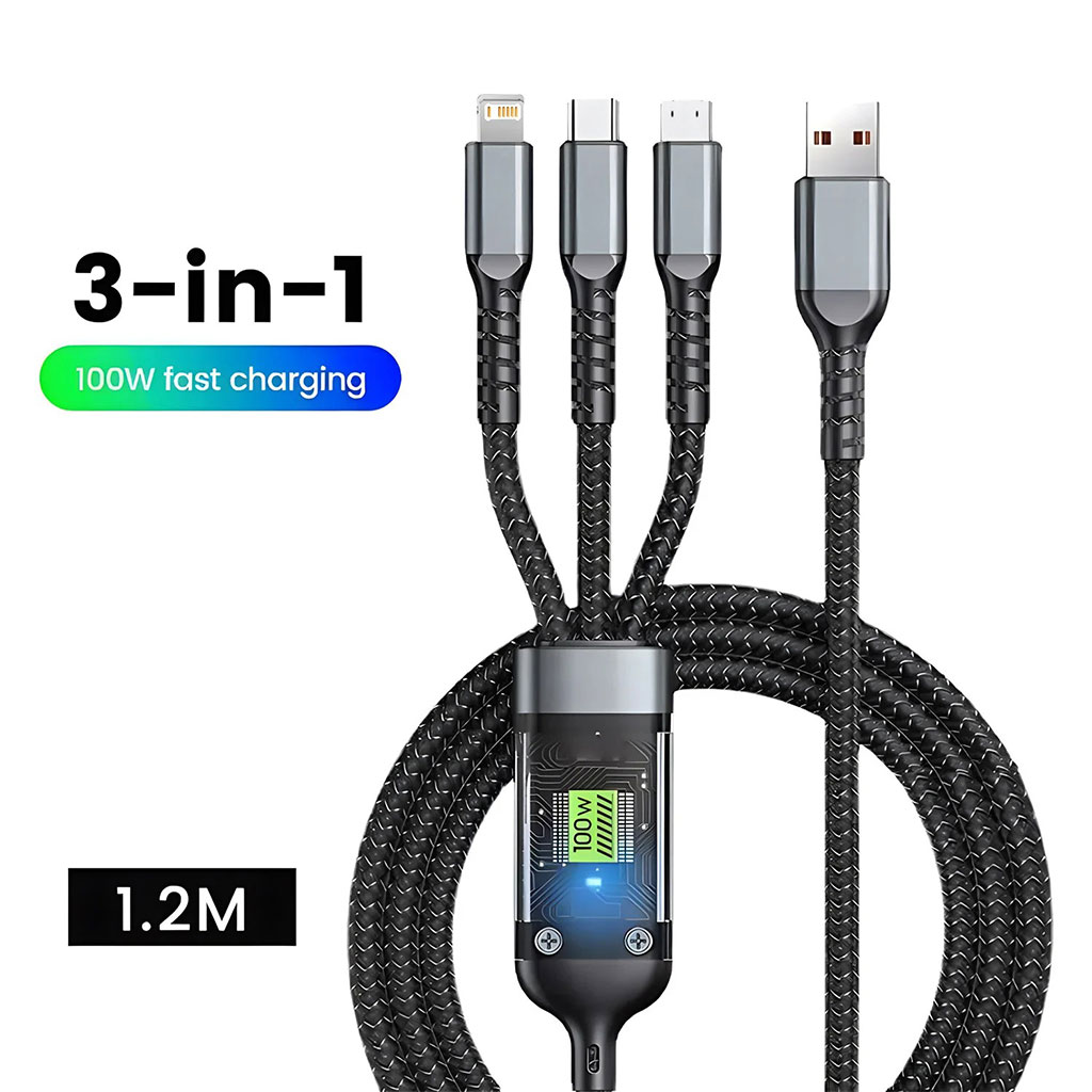Câble USB 3en1 100W Charge rapide pour tout Type de Smartphone - كابل شحن سريع 1
