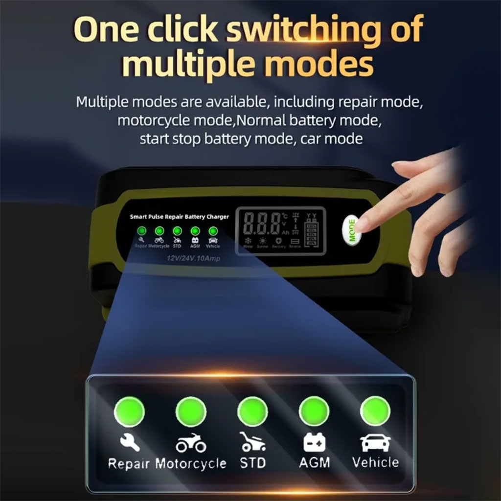 Chargeur de batterie voiture automatique intelligent 12-12v.10Amp - شاحن بطارية للسيارات 3