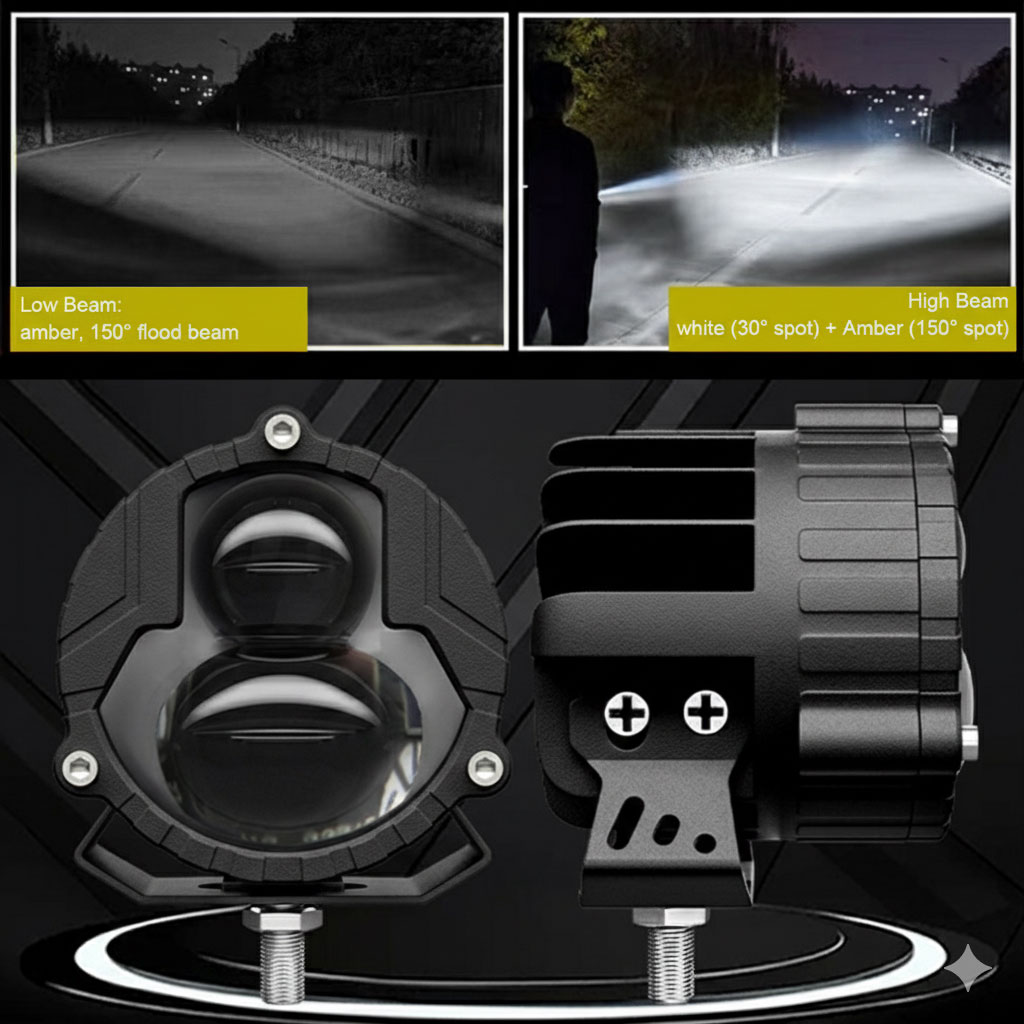 Paire de Phares Additionnels LED pour Moto - Projecteurs Anti-Brouillard 2Pcs - مصابيح دراجة نارية 4