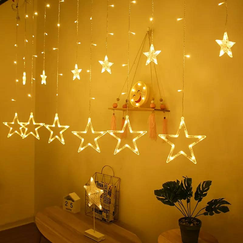 Guirlande lumineuse rideau à LED en forme d'étoiles V1 - أضواء سلسلة ستائر على شكل نجمة 3