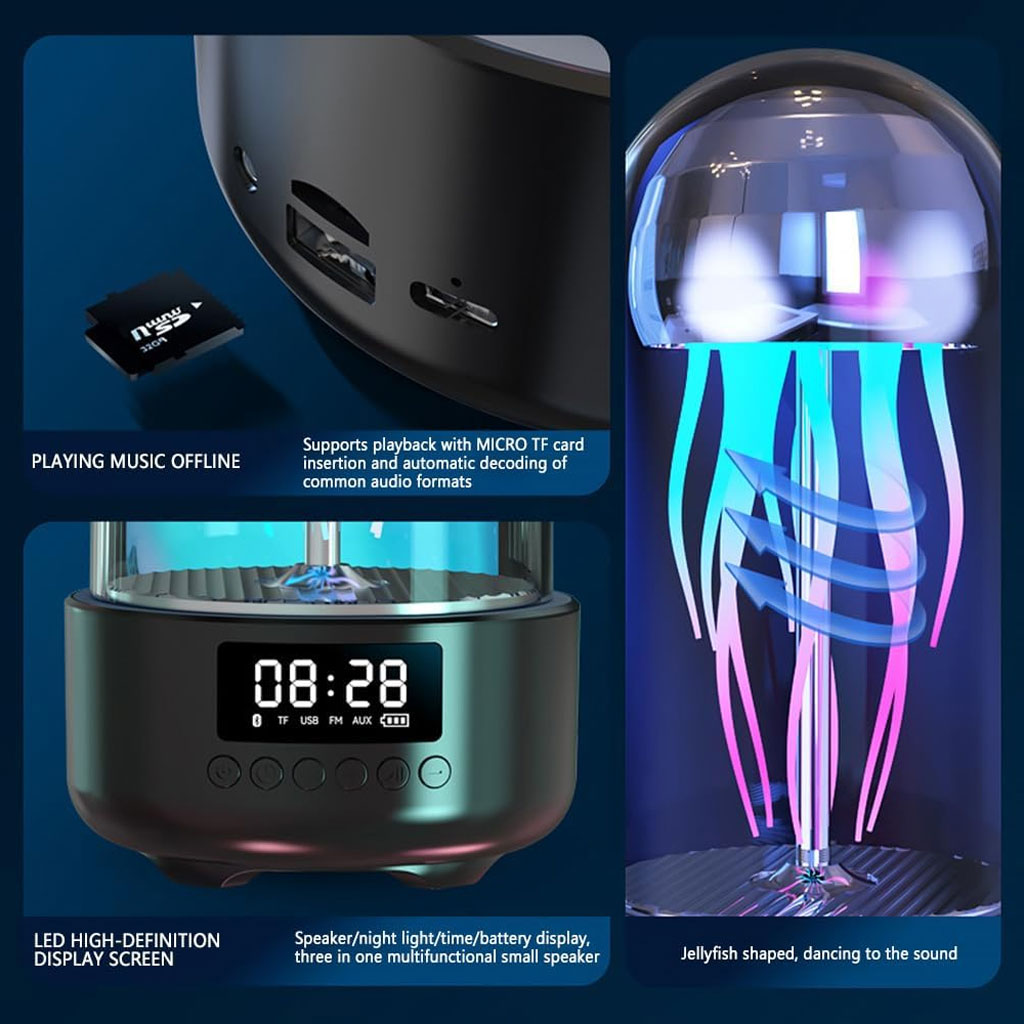 Haut-parleur Bluetooth Méduse, Aquarium avec lumière d'ambiance 7 couleurs 4