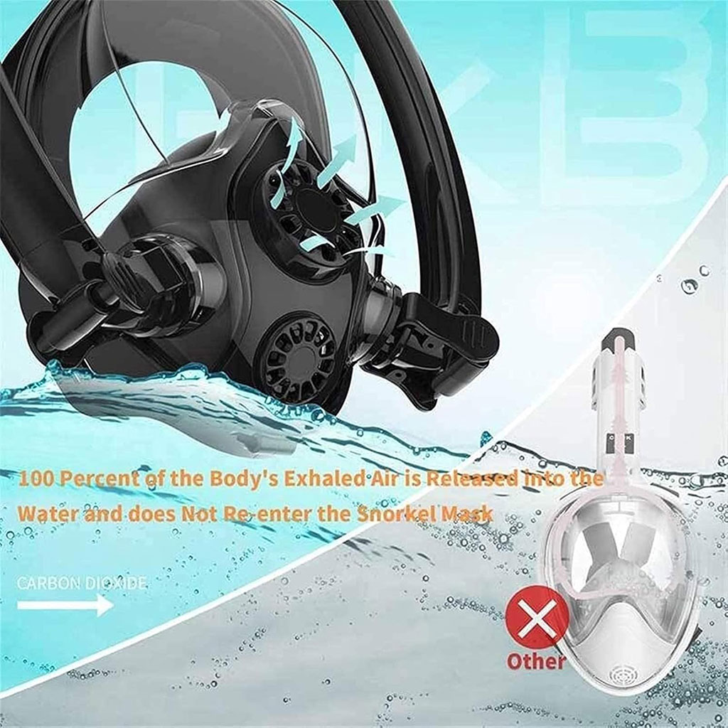 Masque de Plongée Intégral 180 ° Grande vue Anti-buée avec Double Tubes- قناع غوص إحترافي 4