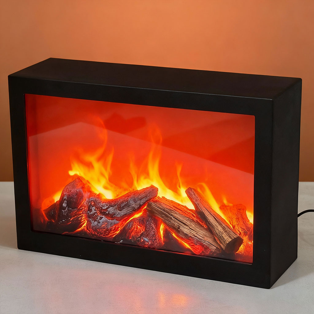 Cheminée LED décorative effet flammes forme rectangulaire V2 2