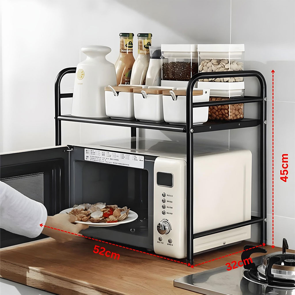 Support pour four à micro-ondes et étagère de rangement 2 étages - منظم أغراض وحامل ميكروويف 6