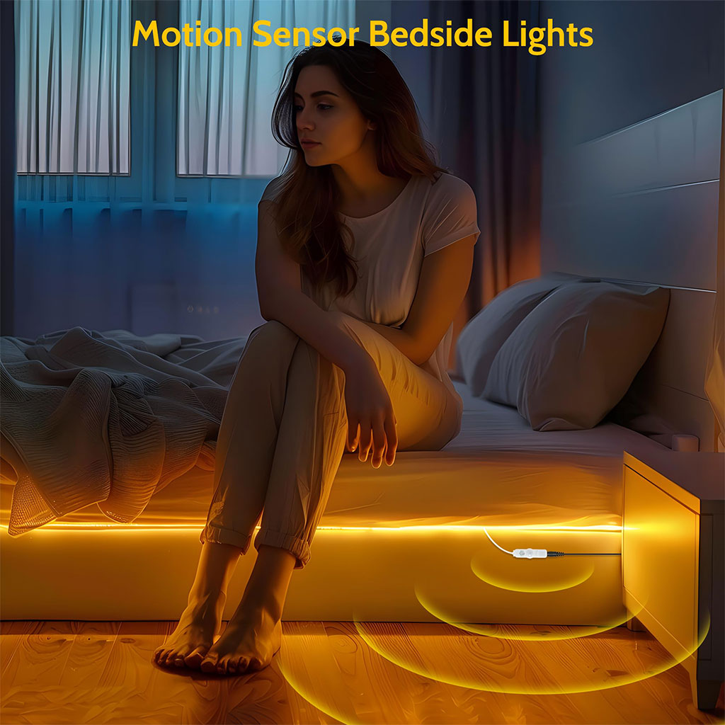 Bande LED lumineuse à détecteur de mouvement pour lit 3000K lumière chaude App Control 2