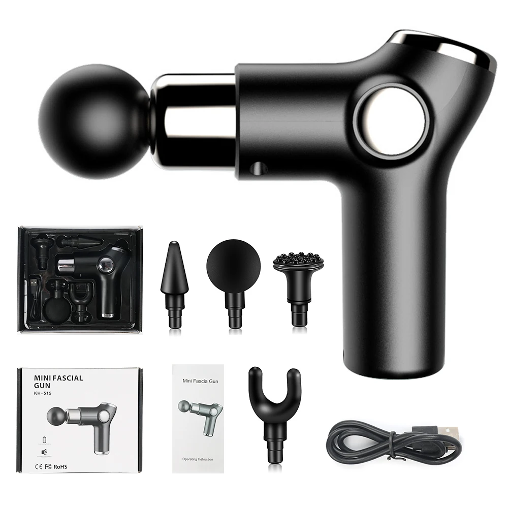 Massage Gun LCD Rechargeable 5 Vitesse 4 Tétes - جهاز تدليك بشاشة صغيرة تعمل باللمس 2
