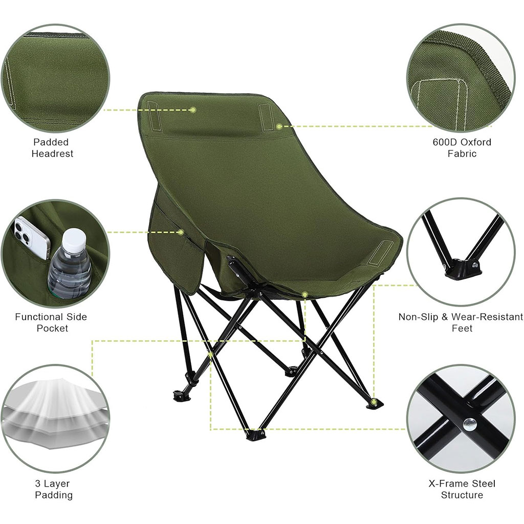 Chaise de Camping Pliante Portable à Haut Dossier - كرسي إسترخاء قابل للطي 3