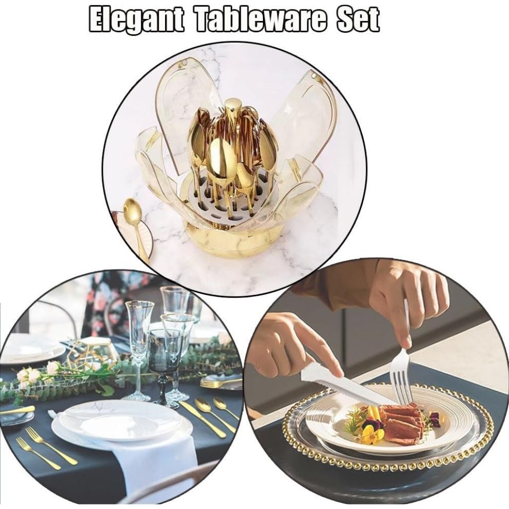 Ensemble de Couverts en Acier Inoxydable Doré 24 Pièces – طقم أدوات مائدة من الفولاذ المقاوم للصدأ 5