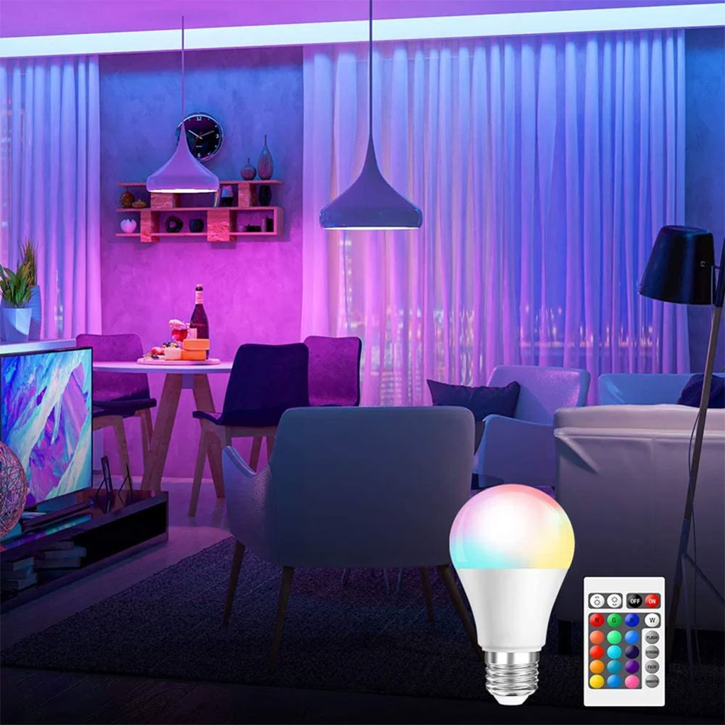 Ampoule LED RGBW E27 à intensité variable 16 couleurs - مصباح بأضواء ملونة 4