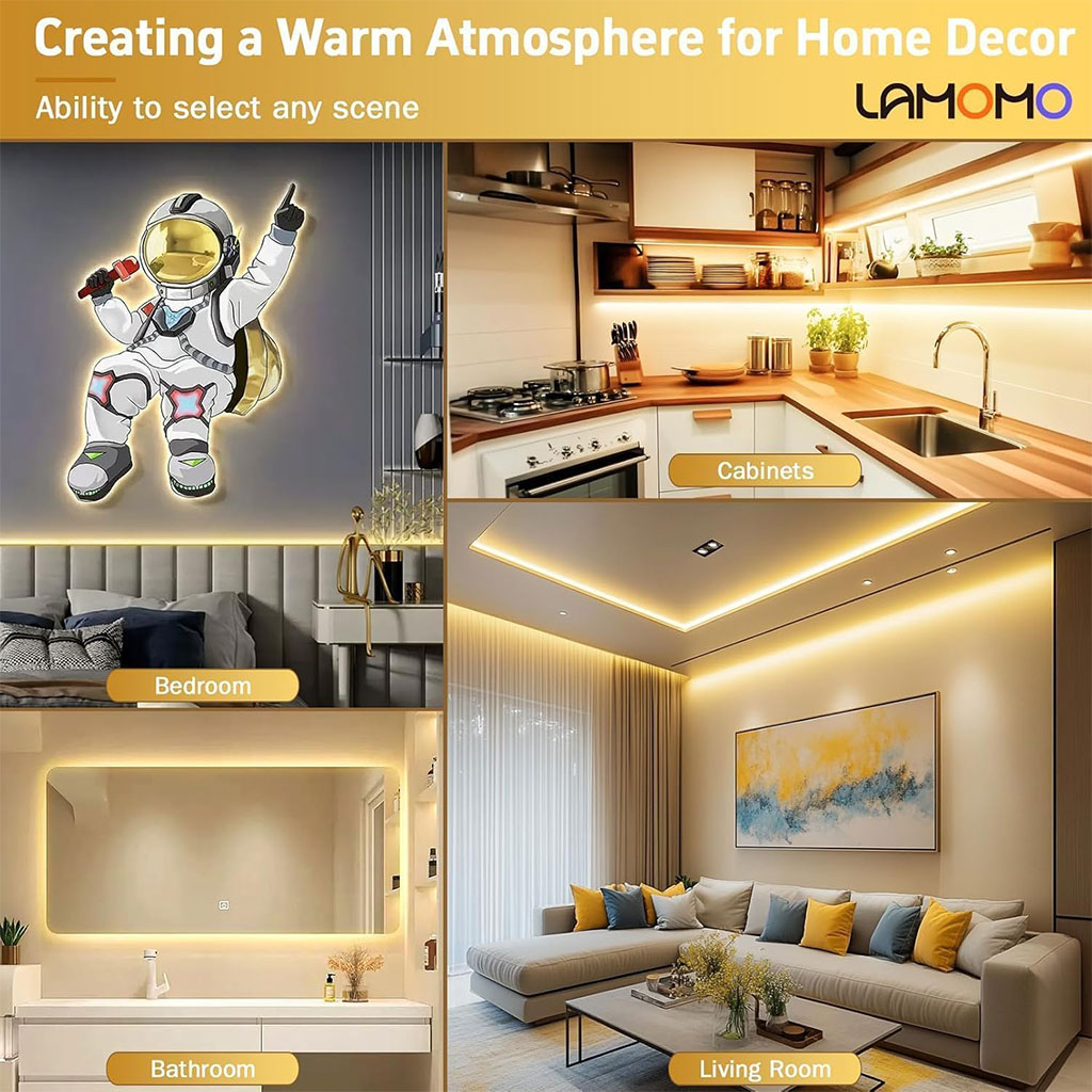 Bande LED lumineuse à détecteur de mouvement pour lit 3000K lumière chaude App Control 6
