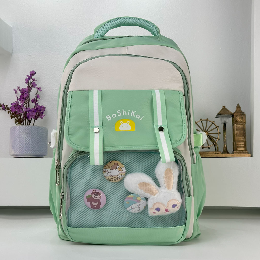 Sac à Dos Scolaire pour Enfants Style Kawaii BoShiKai Vert - حقيبة ظهر مدرسية للأطفال أخضر 2