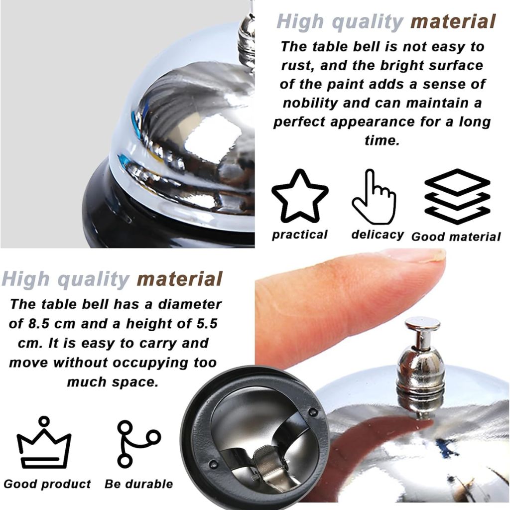 Mini Sonnette d'Appel en Métal Antirouille pour Bureau – جرس نداء معدني صغير مقاوم للصدأ للمكتب 8