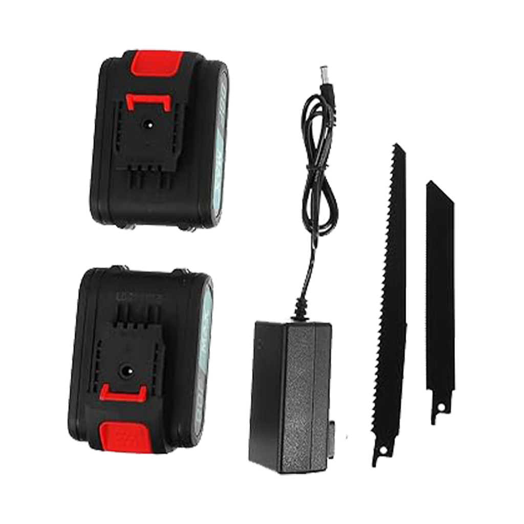 Scie électrique sans fil à vitesse réglable 48 V rechargeable avec 2 batteries et 5 lames de scie 3