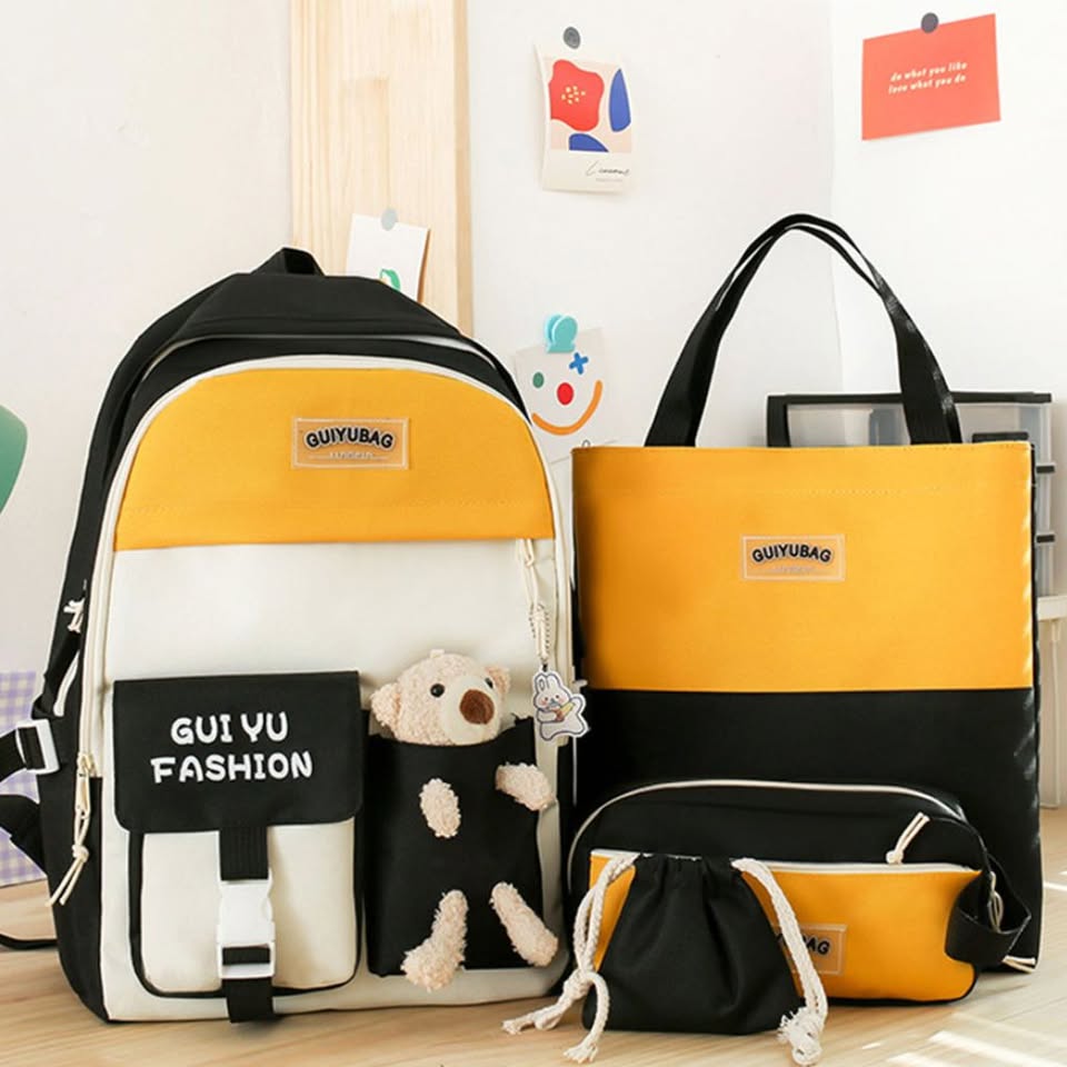 Sac À Dos Scolaire Hello Guiyu Fashion 4pcs en toile pour Adolescents Et Filles 1